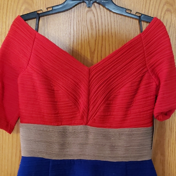 Nue by Shani Colorblock Bodycon Dress Red/Indigo - Picture 6 of 8